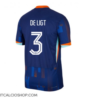 Olanda Matthijs de Ligt #3 Seconda Maglia Europei 2024 Manica Corta